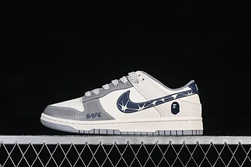 All Categories Nk SB Dunk Series Nk SB Dunk Low High-end Customized Low-top Shoes Nike SB Dunk Low Ape Man Head Joint Beige Gray Black Anniversary High-end Customized Low-top Casual Shoes JP1628-036